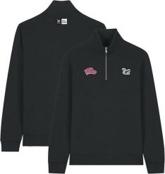 Bluza z zamkiem 1/4 – Polo – Organiczna – Dla dorosłych (Czarna). Czarne bluzy z kapturem SURF MONKEY, xl, z aplikacjami, z bawełny, bez kaptura. Za 349.95 zł.