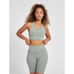 Damski biustonosz sportowy Hummel MT Grace. Niebieskie biustonosze sportowe Hummel, bez wzorów, z dzianiny, na fitness i siłownię. Za 229.00 zł.