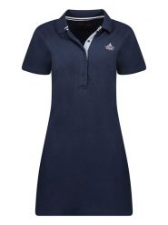 Geographical Norway Sukienka polo "Kandra" w kolorze granatowym rozmiar: XXL. Niebieskie sukienki Geographical Norway, na co dzień, xxl, bez wzorów, z bawełny, bez kołnierzyka, bez ramiączek, mini, proste. Za 86.99 zł.