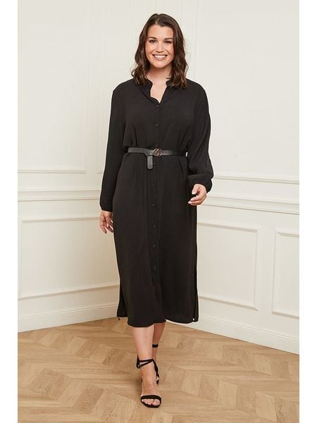 Curvy Lady Sukienka w kolorze czarnym rozmiar: 40/42. Czarne sukienki Curvy Lady, bez wzorów, ze skóry, klasyczne, bez kołnierzyka, bez ramiączek, midi. Za 131.45 zł.