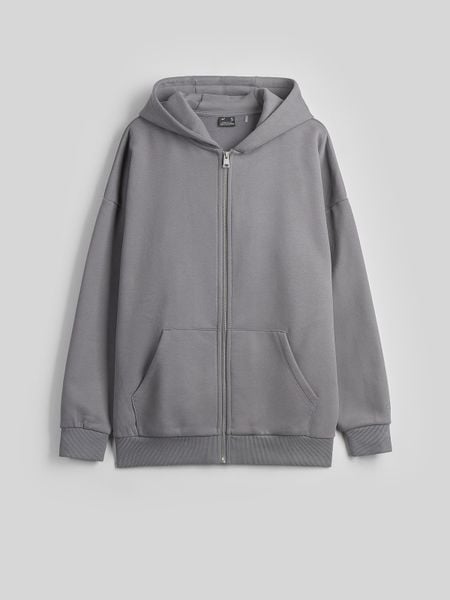 4F Bluza dresowa regular z kapturem damska - szara L. Szare bluzy 4f, l, bez wzorów, z dresówki, z kapturem. Za 179.99 zł.
