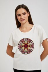 T-shirt z nardukiem biały. Białe t-shirty MOODO, m, bez wzorów, bez kołnierzyka, bez ramiączek. W wyprzedaży za 19.99 zł.