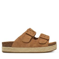 Espadryle DeeZee. Brązowe espadryle DeeZee, bez wzorów, bez obcasa. Za 139.99 zł.