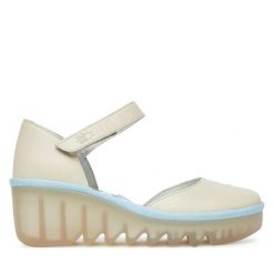 Półbuty Fly London. Białe półbuty wsuwane Fly London, bez wzorów, bez obcasa, na koturnie. Za 449.99 zł.