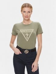 Guess T-Shirt W4RI69 J1314 Zielony Regular Fit. Zielone t-shirty Guess, xs, z aplikacjami, z bawełny, bez kołnierzyka, bez ramiączek. Za 109.99 zł.