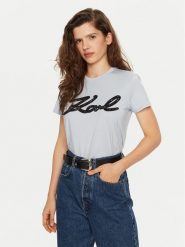 KARL LAGERFELD T-Shirt A1W17117 Niebieski Regular Fit. Niebieskie t-shirty KARL LAGERFELD, m, bez wzorów, z bawełny, bez kołnierzyka, bez ramiączek. Za 309.99 zł.
