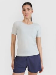 4F Koszulka do biegania w terenie regular damska - szara XS/S. Szare t-shirty sportowe 4f, l, bez wzorów, z dzianiny, bez ramiączek, do biegania. W wyprzedaży za 89.99 zł.