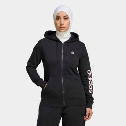 Bluza z kapturem damska ADIDAS fitness. Czarne bluzy adidas, m, bez wzorów, z materiału, sportowe, bez ramiączek, z kapturem. Za 199.99 zł.