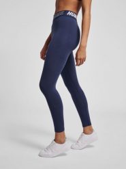 Damskie bawełniane legginsy o średnim kroju Hummel TE Maja. Niebieskie legginsy Hummel, bez wzorów, z bawełny, klasyczne. Za 95.50 zł.