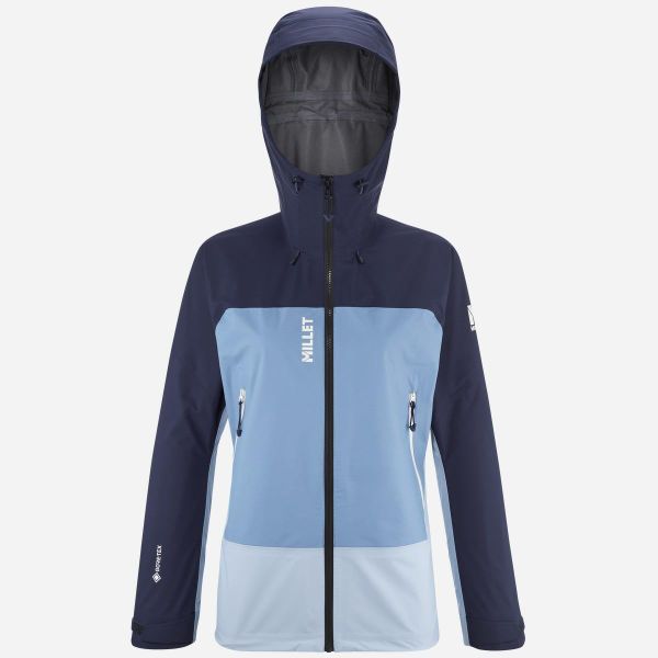 Kurtka trekkingowa damska Millet Kamet GoreTex Jkt W wodoodporna active fit. Niebieskie kurtki Millet, l, bez wzorów, z gore-texu, sportowe, bez kaptura. Za 1,653.75 zł.