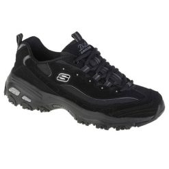 Buty sportowe Sneakersy damskie, D'Lites - Biggest Fan. Czarne buty treningowe Skechers, bez wzorów, z materiału, przed kostkę, bez zapięcia, trekkingowe. Za 339.99 zł.