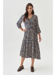 TATUUM Sukienka w kolorze granatowo-kremowym rozmiar: 36. Niebieskie sukienki Tatuum, na co dzień, bez wzorów, z wiskozy, bez kołnierzyka, bez ramiączek, midi, proste. Za 196.70 zł.