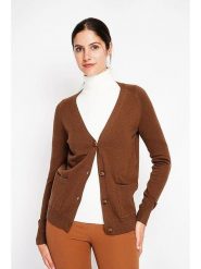 ASSUILI Kardigan w kolorze brązowym rozmiar: 34. Brązowe swetry Assuili, bez wzorów, klasyczne, bez ramiączek. Za 113.99 zł.