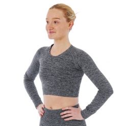 Damska koszulka sportowa z długim rękawem Xtreme Sportswear Crop Antracyt melanż. Brązowe t-shirty sportowe XTREME SOCKSWEAR, bez wzorów, bez ramiączek, na fitness i siłownię. Za 142.99 zł.