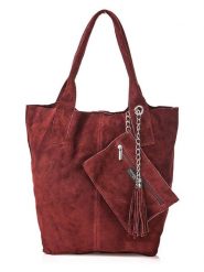 Florence Bags Skórzany shopper bag "Croas" w kolorze bordowym - 33 x 40 x 15 cm rozmiar: onesize. Czerwone shopper bag Florence Bags, bez wzorów, z materiału, na ramię, bez dodatków. Za 176.08 zł.