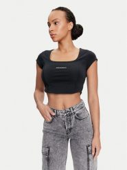 Converse Top W Wordmark Corset Top 10026506-A01 Czarny Slim Fit. Czarne topy Converse, xl, bez wzorów, z bawełny, bez kołnierzyka, bez ramiączek. Za 99.99 zł.
