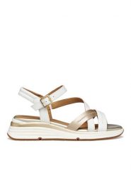 Geox Sandały D650JA 054AJ C1327 Brązowy. Brązowe sandały Geox, bez wzorów, ze skóry, bez obcasa, na koturnie, bez zapięcia. Za 419.99 zł.