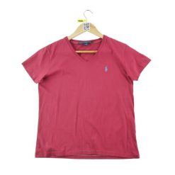 T-shirt damski Polo Ralph Lauren. Czerwone t-shirty sportowe Ralph Lauren, l, bez wzorów, z tkaniny, bez ramiączek, na golfa. Za 85.16 zł.