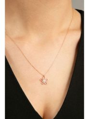 Miu Silver Pozłacany naszyjnik z zawieszką - dł. 42 cm rozmiar: onesize. Różowe naszyjniki Miu Silver, z materiału, z cyrkonią, pozłacane. Za 69.99 zł.