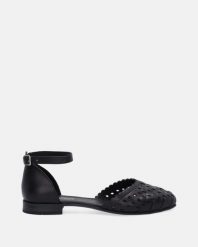 CZARNE BALERINY Z PLECIONKĄ E232 BLACK. Czarne baleriny Venezia, bez wzorów, ze skóry, bez obcasa, bez zapięcia. Za 299.00 zł.
