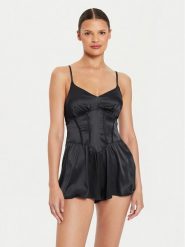 Dorina Piżama D001351SW004 Czarny Regular Fit. Czarne piżamy Dorina, xl, bez wzorów, z syntetyku, bez kołnierzyka, bez ramiączek. Za 99.99 zł.