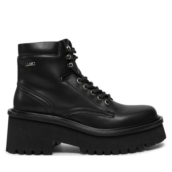 Trapery Liu Jo. Czarne traperki Liu Jo, bez wzorów, bez obcasa, bez zapięcia. Za 589.99 zł.