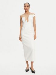 Bardot Sukienka koktajlowa Rosalyn 59733DB Biały Regular Fit. Białe sukienki Bardot, bez wzorów, z syntetyku, wizytowe, bez kołnierzyka, bez ramiączek. Za 449.99 zł.