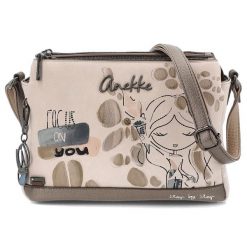Torebka damska Anekke, z efektownym nadrukiem i metalowym logo zapinana na suwak, beżowa, 42743-184. Brązowe torebki klasyczne Anekke, bez wzorów, eleganckie, na ramię, z nadrukiem, bez dodatków. Za 369.00 zł.