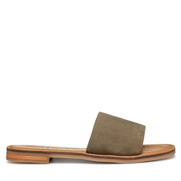 Klapki Geox. Brązowe klapki Geox, bez wzorów, bez obcasa, bez zapięcia. Za 162.99 zł.