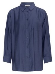 MOSS COPENHAGEN Koszula w kolorze granatowym rozmiar: M/L. Niebieskie koszule Moss Copenhagen, l, bez wzorów, bez kołnierzyka, bez ramiączek. Za 132.05 zł.