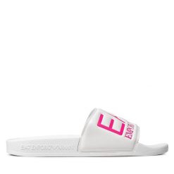 Klapki EA7 Emporio Armani. Białe klapki EA7 Emporio Armani, bez wzorów, bez obcasa, bez zapięcia. Za 219.99 zł.