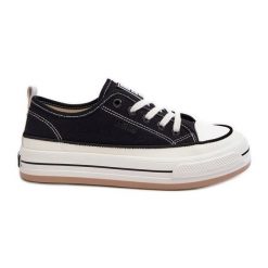 Damskie Trampki Big Star NN274204 Czarne. Czarne trampki bez wzorów, eleganckie, bez zapięcia. Za 224.56 zł.