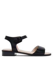Caprice Sandały 9-28202-44 Czarny. Czarne sandały Caprice, bez wzorów, ze skóry, bez obcasa, na płaskiej podeszwie, bez zapięcia. Za 219.99 zł.