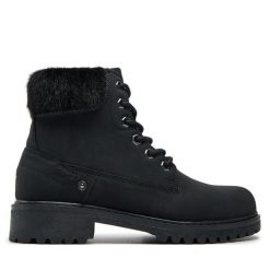 Trapery Wrangler. Czarne traperki Wrangler, bez wzorów, bez obcasa, bez zapięcia. Za 299.99 zł.