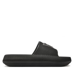 Klapki Guess. Czarne klapki Guess, z aplikacjami, bez obcasa, bez zapięcia. Za 189.99 zł.