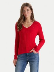 Tommy Hilfiger Sweter WW0WW44987 Czerwony Regular Fit. Czerwone swetry Tommy Hilfiger, s, bez wzorów, z bawełny, bez ramiączek. Za 529.99 zł.