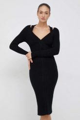 Dkny sukienka kolor czarny midi dopasowana. Czarne sukienki DKNY, s, bez wzorów, z dzianiny, bez kołnierzyka, bez ramiączek, midi, dopasowane. W wyprzedaży za 479.99 zł.