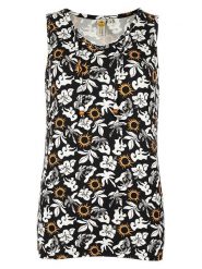 Roadsign Top w kolorze biało-pomarańczowo-czarnym rozmiar: S. Czarne topy Roadsign, s, bez wzorów, z wiskozy, bez kołnierzyka, bez ramiączek. Za 43.99 zł.