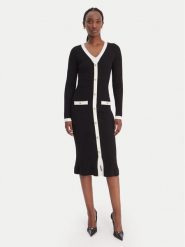 Guess Sukienka dzianinowa W6RK38 Z3HP2 Czarny Regular Fit. Czarne sukienki Guess, xl, z aplikacjami, z dzianiny, bez kołnierzyka, bez ramiączek. Za 619.99 zł.