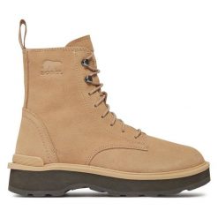 Botki Sorel. Brązowe botki Sorel, bez wzorów, bez obcasa, na płaskiej podeszwie, bez zapięcia. Za 449.99 zł.