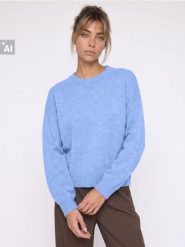 Sweter chunky z obniżoną linią ramion - niebieski. Niebieskie swetry Sinsay, l, bez wzorów, bez ramiączek. Za 59.99 zł.