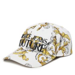 Czapka z daszkiem Versace Jeans Couture. Białe czapki z daszkiem Versace Jeans Couture, bez wzorów, z jeansu. Za 229.99 zł.