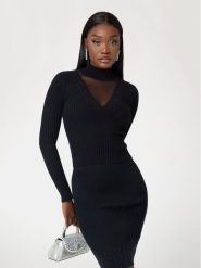 Guess Sweter W5RR15 Z2Y50 Czarny Regular Fit. Czarne swetry Guess, l, z aplikacjami, z wiskozy, bez ramiączek. Za 237.00 zł.
