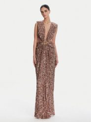 Elisabetta Franchi Sukienka wieczorowa ABR4852E2 181 Brązowy Regular Fit. Brązowe sukienki Elisabetta Franchi, bez wzorów, z syntetyku, wizytowe, bez kołnierzyka, bez ramiączek. Za 3,439.00 zł.