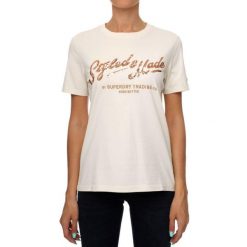 Koszulka sportowa damska Superdry Vintage Script. Białe t-shirty sportowe Superdry, m, bez wzorów, z bawełny, bez ramiączek. W wyprzedaży za 89.05 zł.