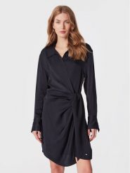 Tommy Hilfiger Sukienka codzienna Crepe Knotted WW0WW37325 Granatowy Regular Fit. Niebieskie sukienki Tommy Hilfiger, na co dzień, bez wzorów, z wiskozy, bez kołnierzyka, bez ramiączek, proste. Za 469.99 zł.