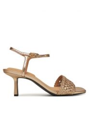 Tommy Hilfiger Sandały Metallic Lthr Kitten Sandal FW0FW08611 Złoty. Żółte sandały Tommy Hilfiger, bez wzorów, ze skóry, bez obcasa, na szpilce, bez zapięcia. Za 459.99 zł.