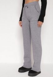 Szare Sweterkowe Spodnie z Wełną z Ozdobnymi Kieszeniami Monilana. Szare jeansy Born2be, l, bez wzorów, z jeansu. Za 79.99 zł.