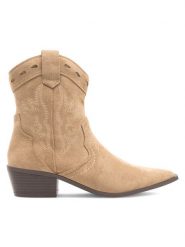 JENNY Kowbojki Sylla HYFH220675 Beżowy. Brązowe botki Jenny, bez wzorów, z syntetyku, bez obcasa, na płaskiej podeszwie, bez zapięcia. Za 118.99 zł.
