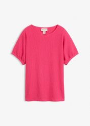 T-shirt ze strukturowanego materiału. Czerwone t-shirty bonprix, bez wzorów, bez kołnierzyka, bez ramiączek. Za 19.99 zł.